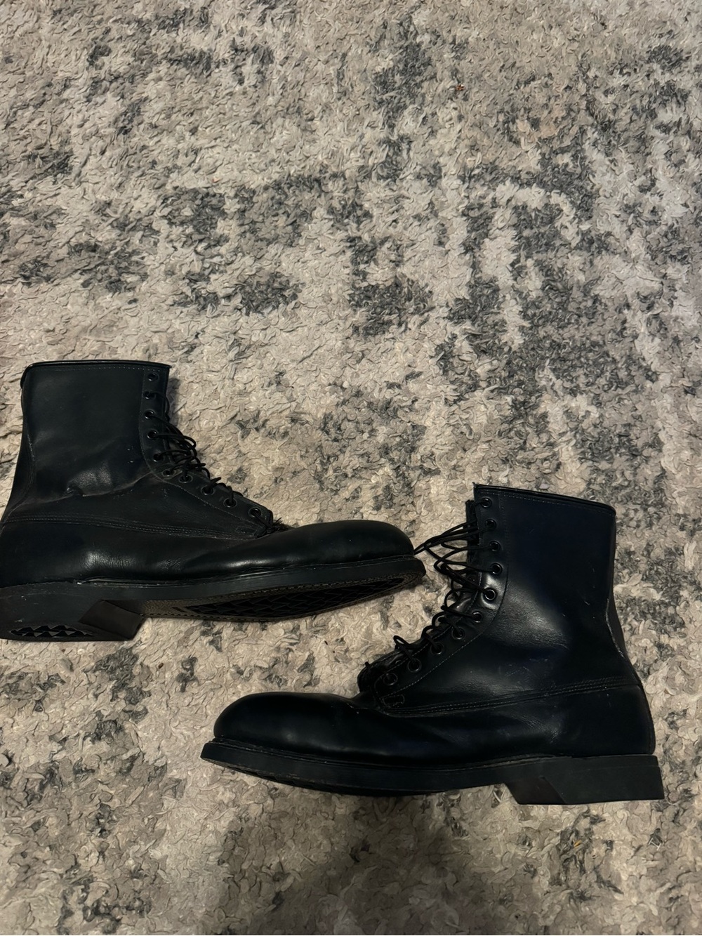 Men's Black Leather Lace-Up Work Boots